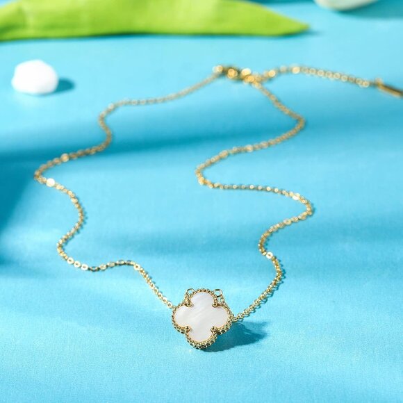 ⚡Lucky Clover Necklace For Women Girls 18K Gold Plated Titanium Steel Pendant - Picture 3 of 7